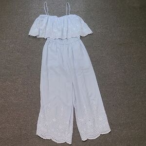 Women's Light Blue Eyelet Jumpsuit